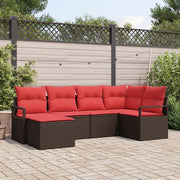 Set di divani con cuscino 6 pcs Marrone polyrattan