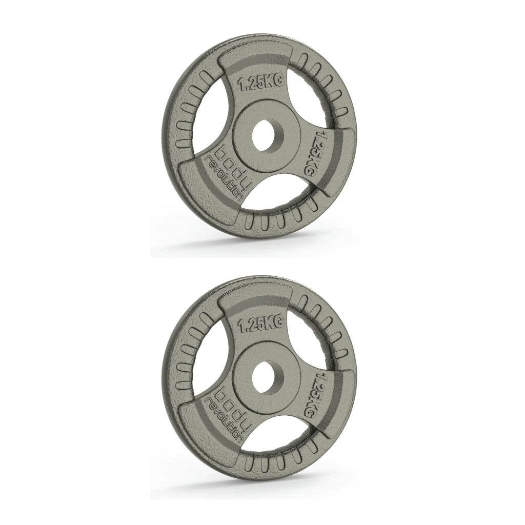 Piastre da 1,25 kg in ghisa cromata, tri-grip, foro 1”