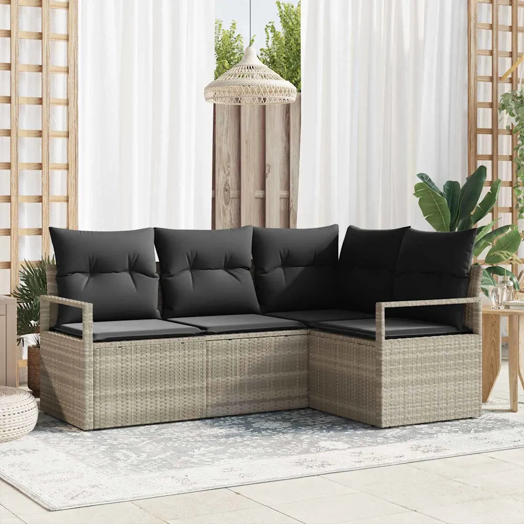 Set di divani 4 pcs Grigio chiaro polyrattan 3346362