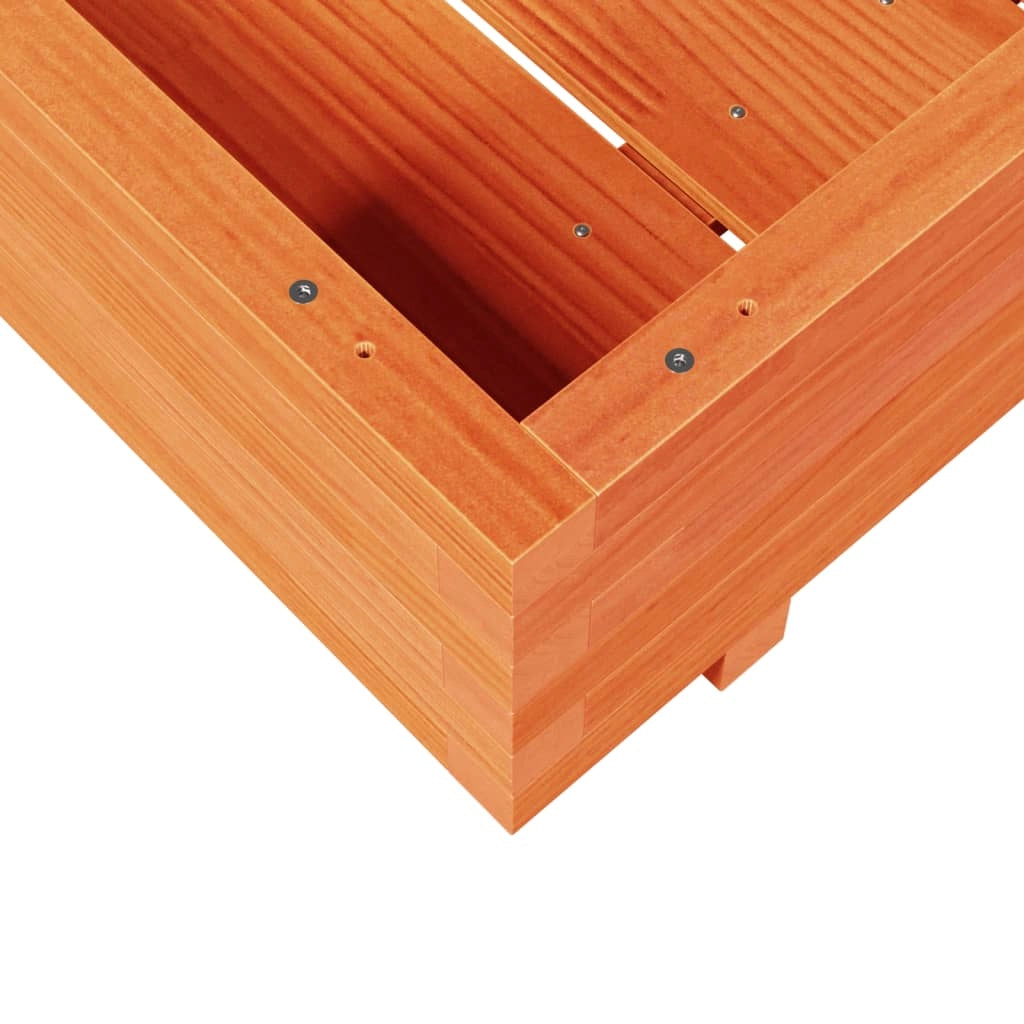 Fioriera rialzata per piante fiori terrazza giardino finitura a cera 80 x 80 x 26,5 cm legno di pino massiccio marrone 02_0038500