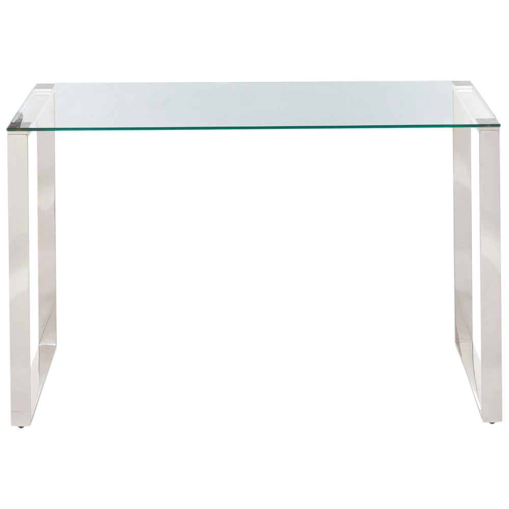Consolle in vetro temperato trasparente placcato e acciaio inox 120 x 40 cm soggiorno camera da letto