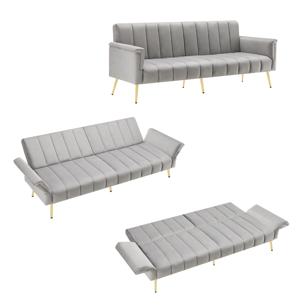 Divano letto moderno pieghevole - Zephmum- Pelle scamosciata, gambe di supporto