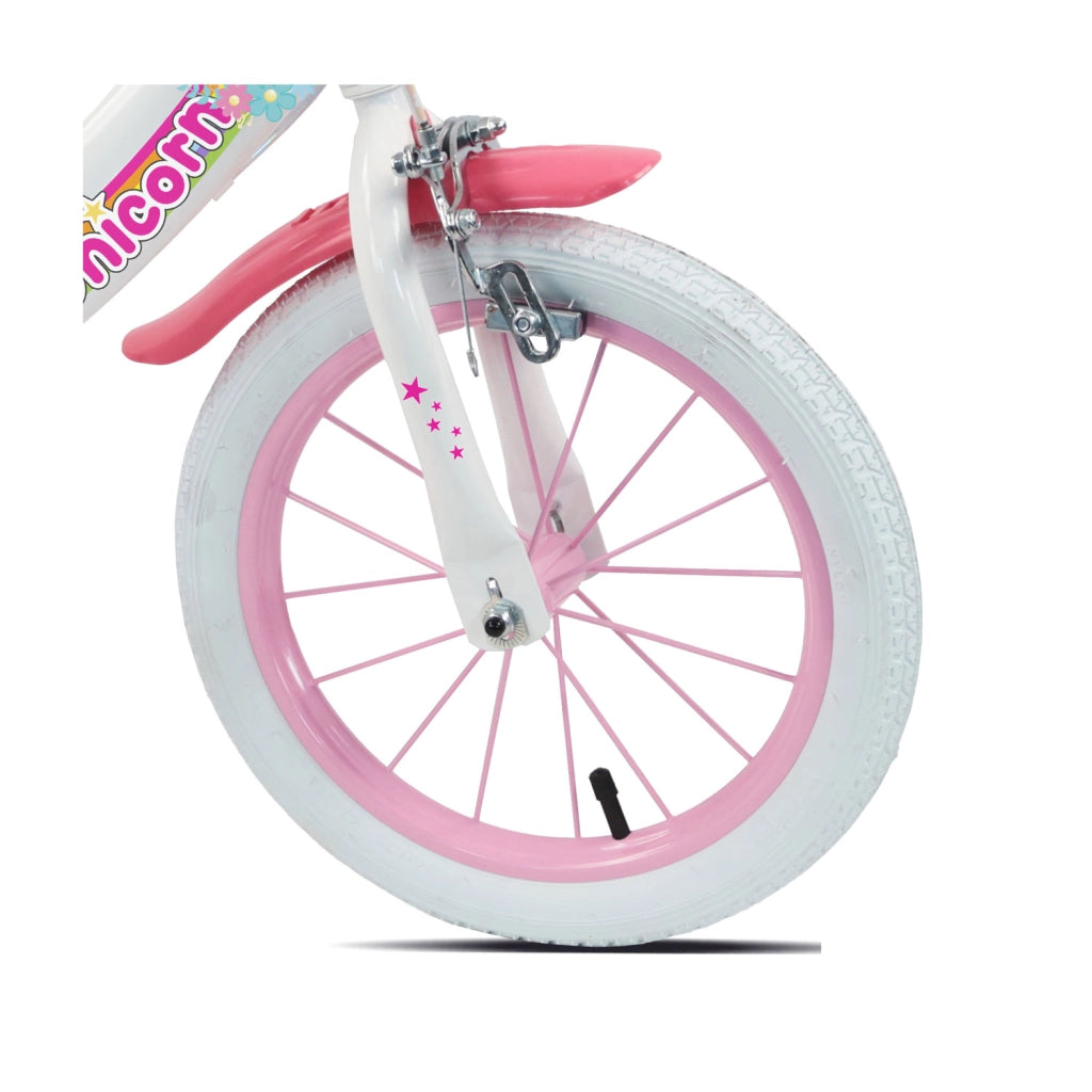 Bicicletta per Bambine 16" Unicorn Freni Caliper e Stabilizzatori in Acciaio Hi-Ten Rosa