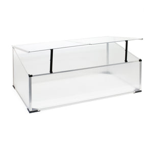 Mini serra in policarbonato trasparente e alluminio 100x60x40cm, tetto apribile