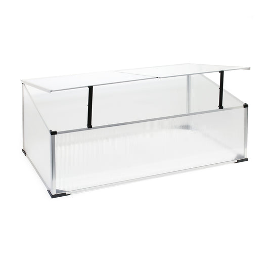 Mini serra in policarbonato trasparente e alluminio 100x60x40cm, tetto apribile