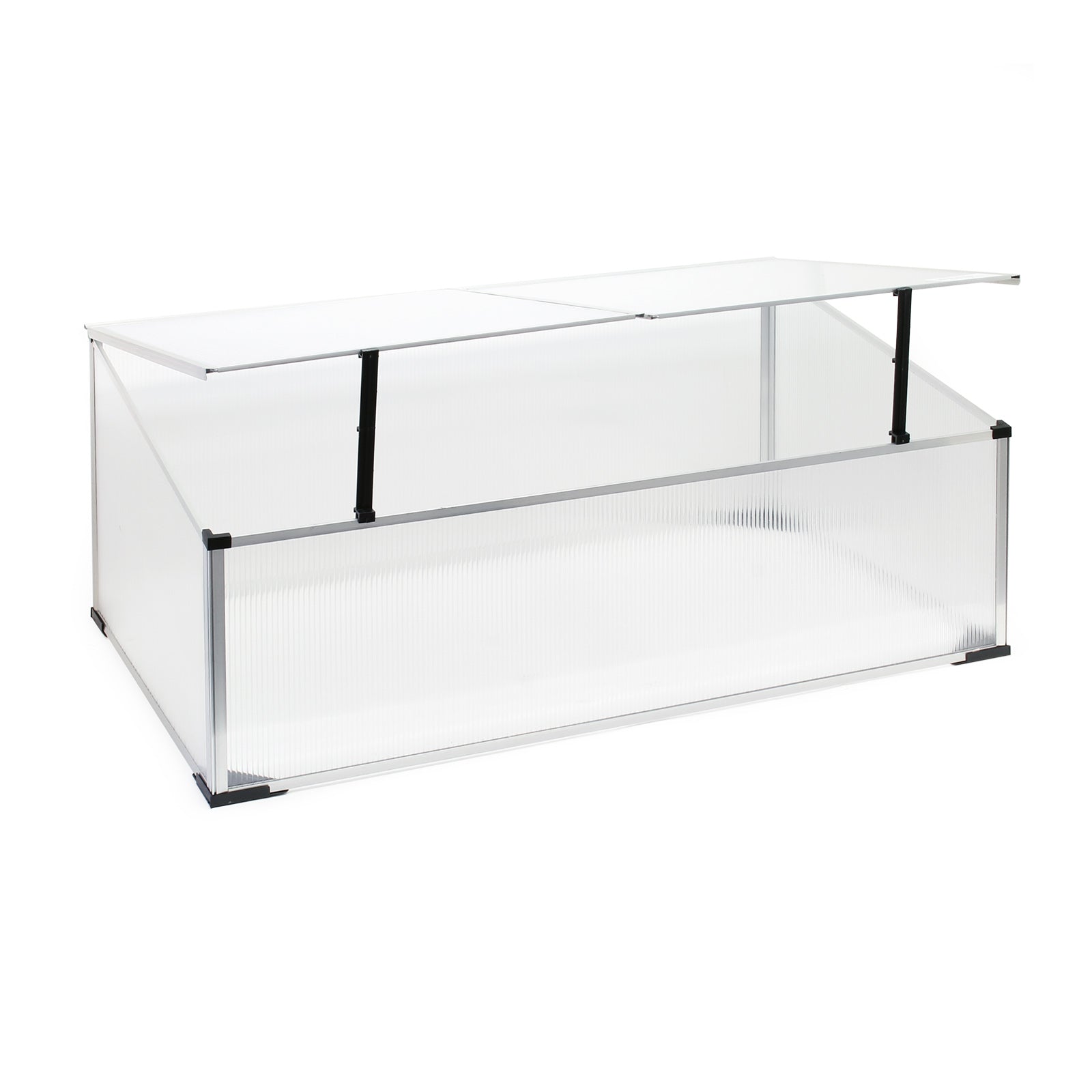 Mini serra in policarbonato trasparente e alluminio 100x60x40cm, tetto apribile