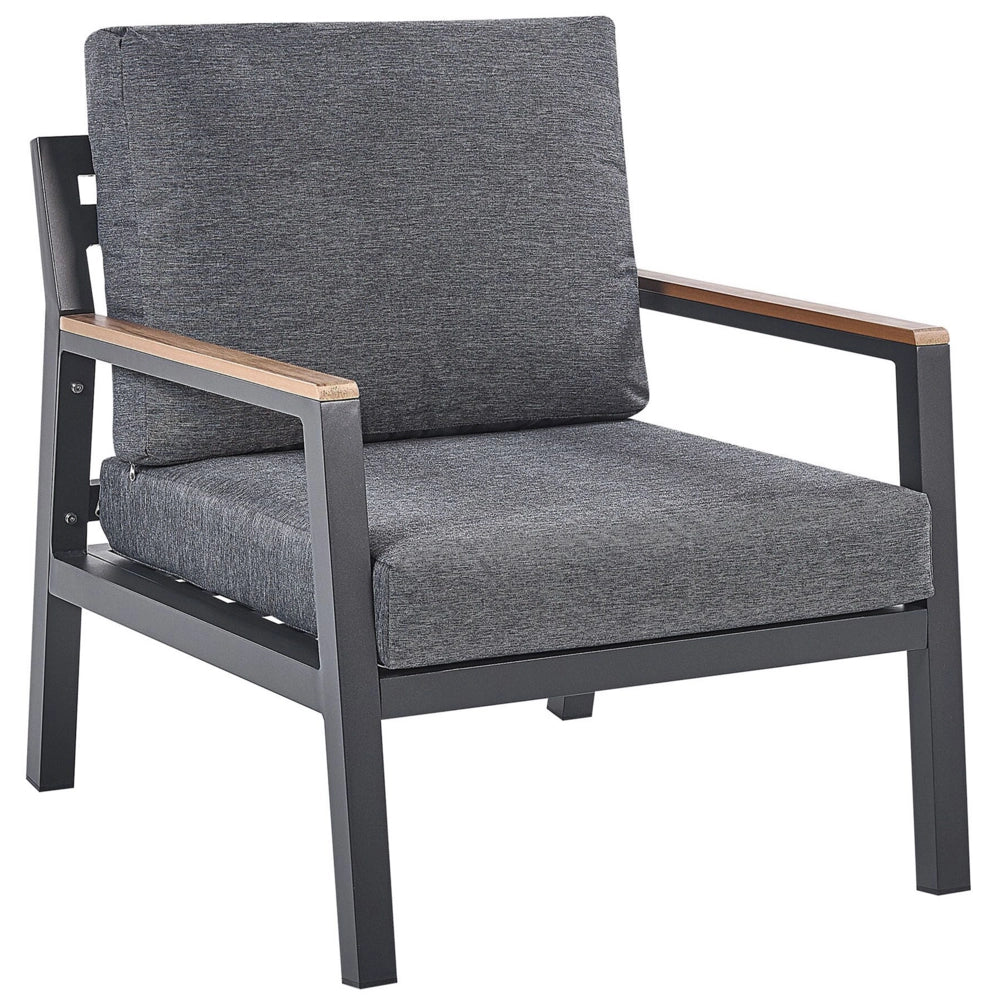 Set Divani Per Esterni Con Struttura In Alluminio Grigio Scuro Divani Poltrone Con Cuscini In Poliestere Tavolino Design Moderno