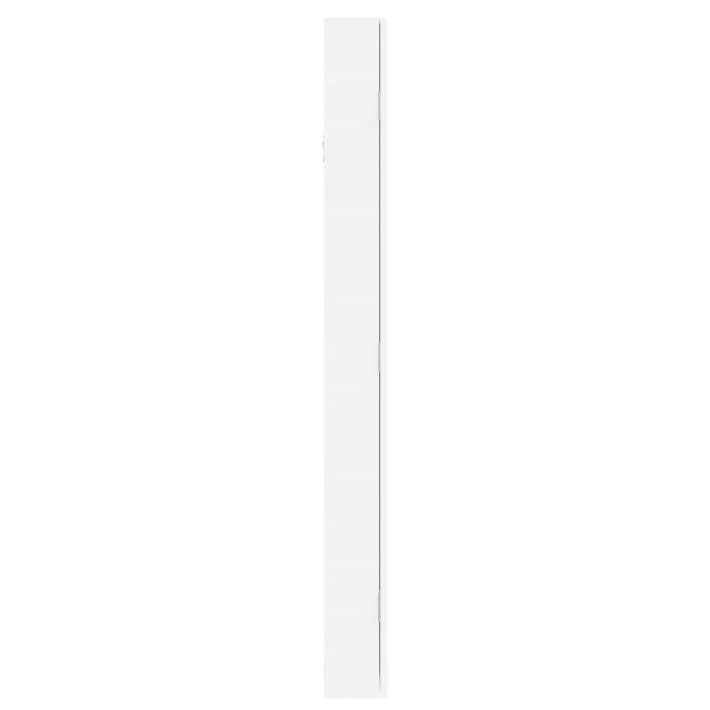 Mobiletto portagioie mobile contenitore organizer per camera da letto spogliatoio bagno con specchio a parete 37,5 x 10 x 106 cm bianco 02_0022835