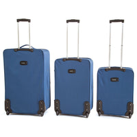 Set 3 Valigie Trolley Morbide in Poliestere 2 Ruote Ravizzoni Perla Blu