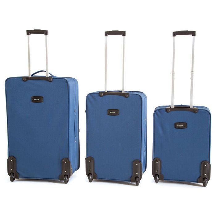 Set 3 Valigie Trolley Morbide in Poliestere 2 Ruote Ravizzoni Perla Blu