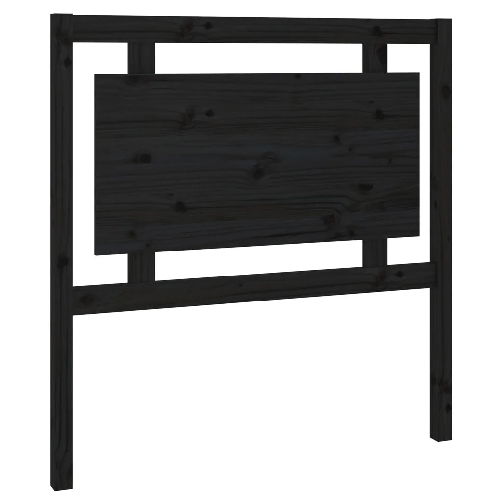 Testiera per Letto Nera 95,5x4x100 cm in Legno Massello di Pino 817924