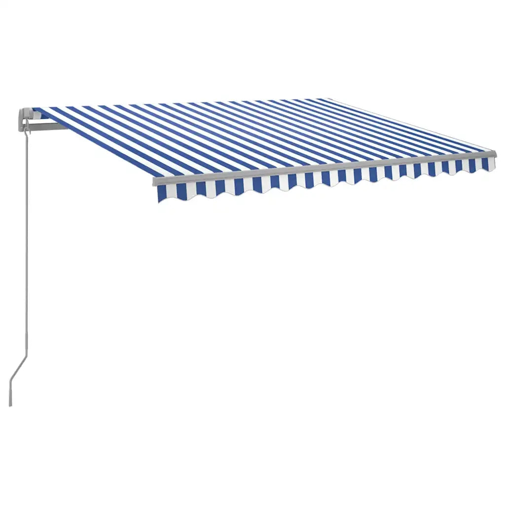 Tenda da Sole | Tenda parasole Retrattile Manuale con LED 300x250cm Blu e Bianco