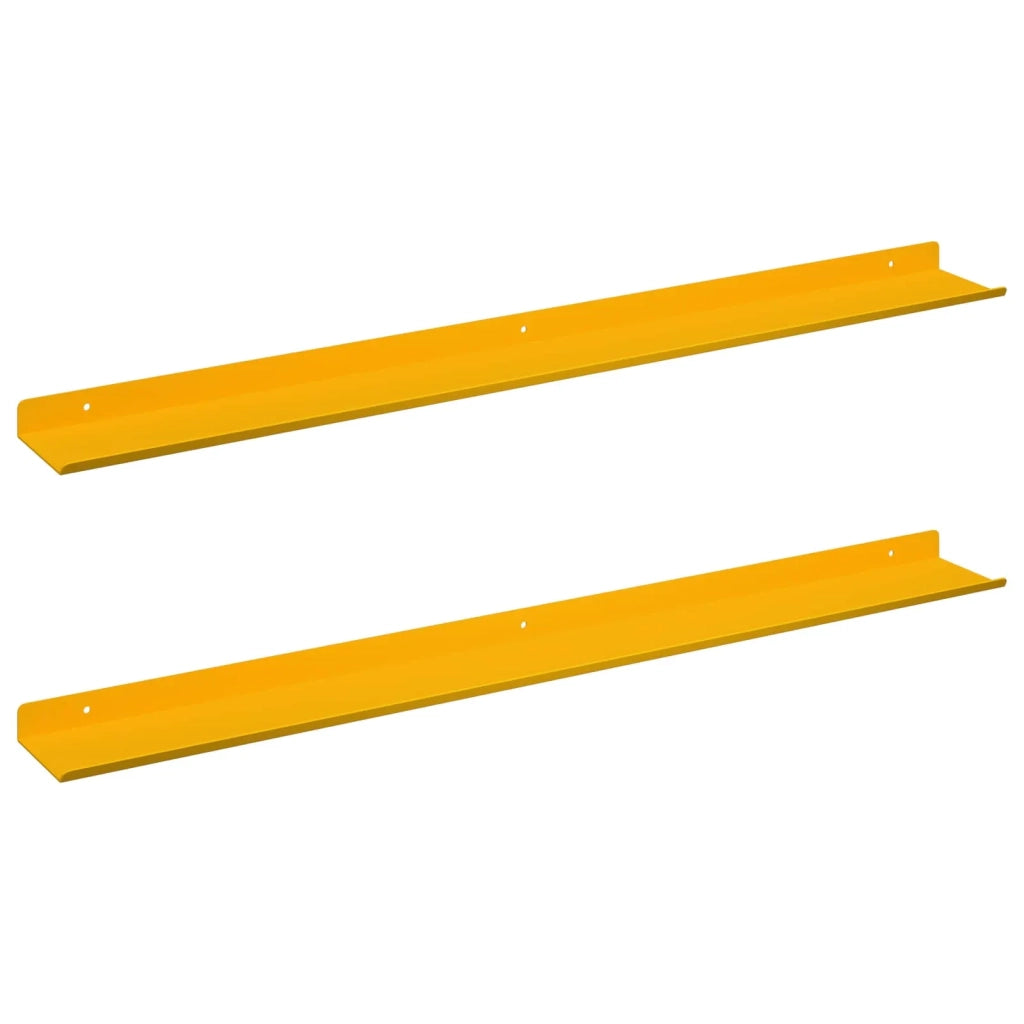 Mensola sospesa 2 pcs Giallo senape 80 x 9 x 2,5 cm Acciaio 8003978