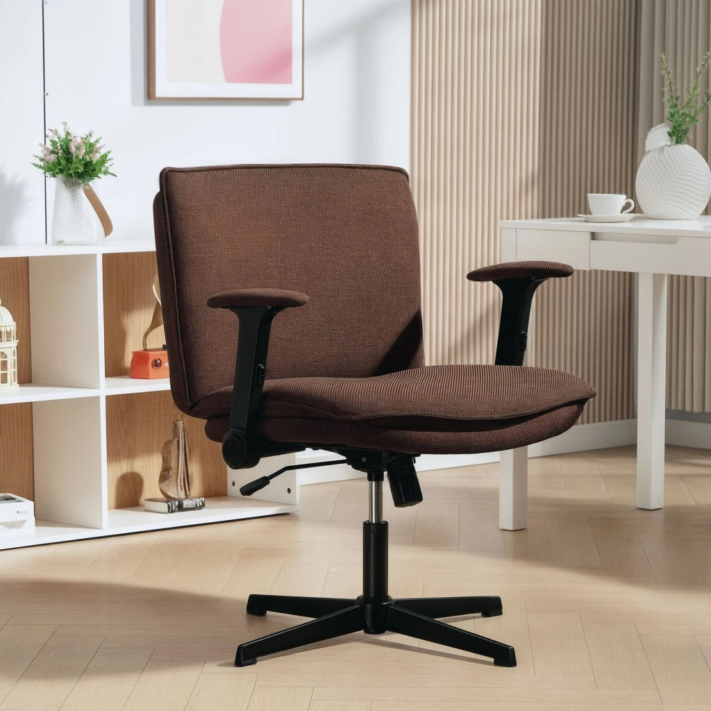Sedia da Ufficio con Braccioli e Schienale ¨C Zephmum ¨C Marrone 45x45x80 cm