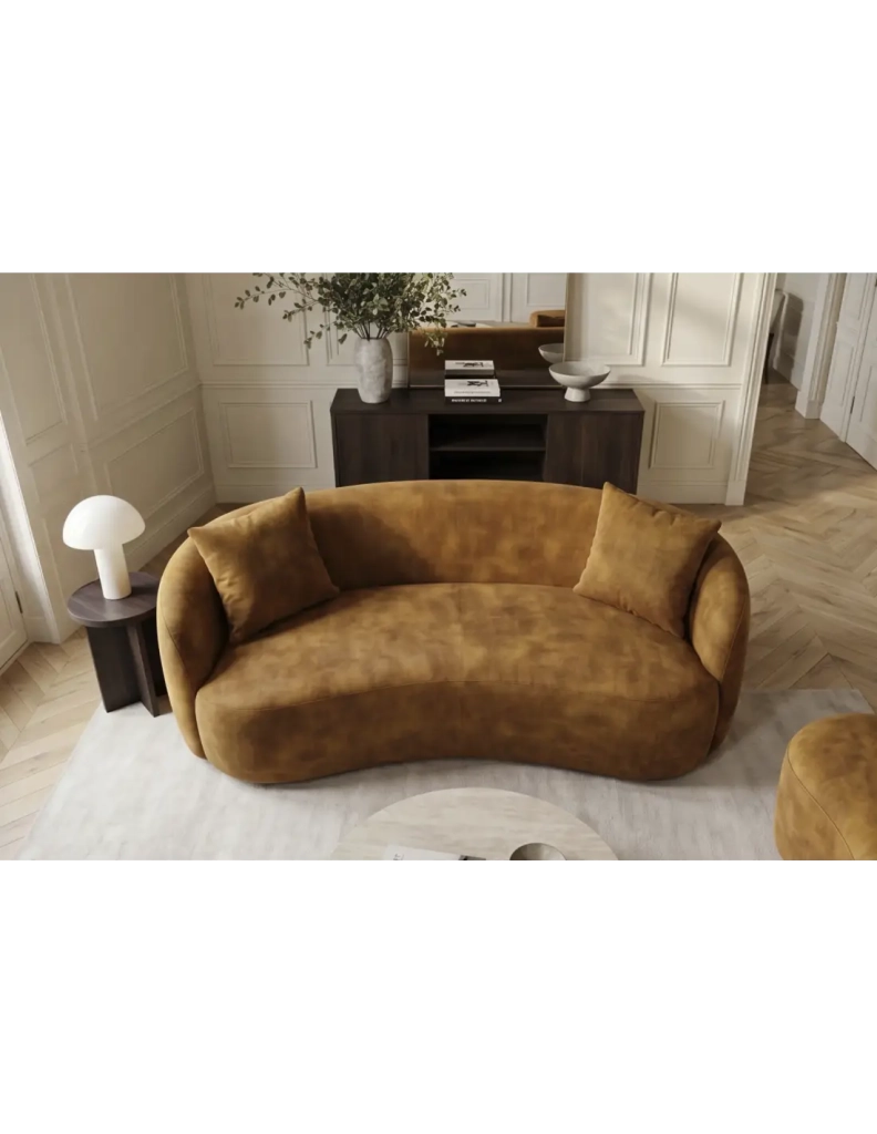 Divano dritto NYJY 2 posti in velluto - Giallo senape - 178 x 67 x 70 cm