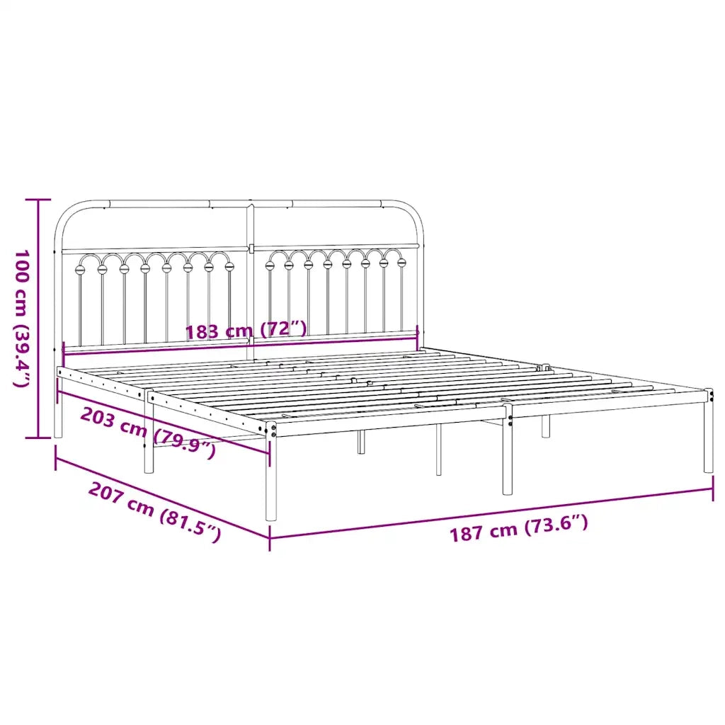 Giroletto con Testiera-Struttura Letto con testiera Metallo Bianco 183x203 cm