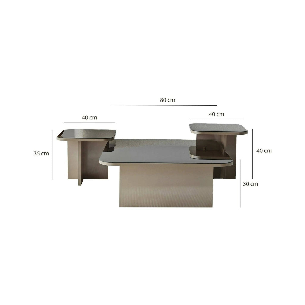 Tavolino da salotto Nuummite, Tavolo basso da caffè, Portariviste per divano, Ripiano da soggiorno, 80x80h40 cm, Tortora e Fumè