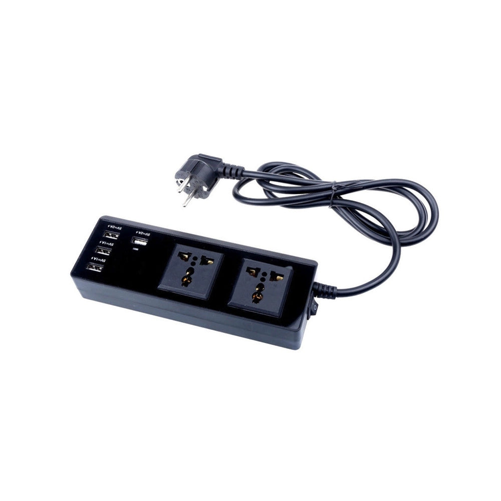 Trade Shop - Adattatore Universale Usb Per Smartphone Tablet Con 4 Porte Usb 2 Prese Corrente -