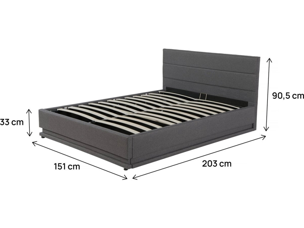 Letto LED con contenitore  "Anastasia"  - 140 x 190 - Grigio scuro