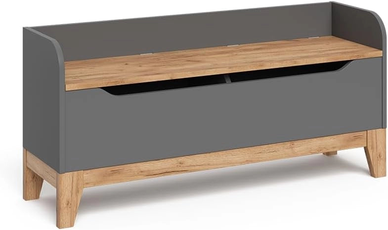 Cassapanca per giocattoli Malia, Grigio/Artisan, 107.2 x 50 cm con sedile, con spazio contenitivo e combinabile con altri mobili Malia