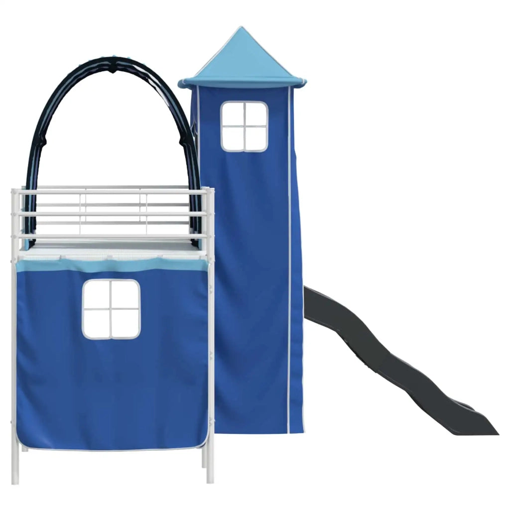 Struttura del letto loft per bambini-Giroletto per bambini Bianco e Blu 100 x 190 cm 311393