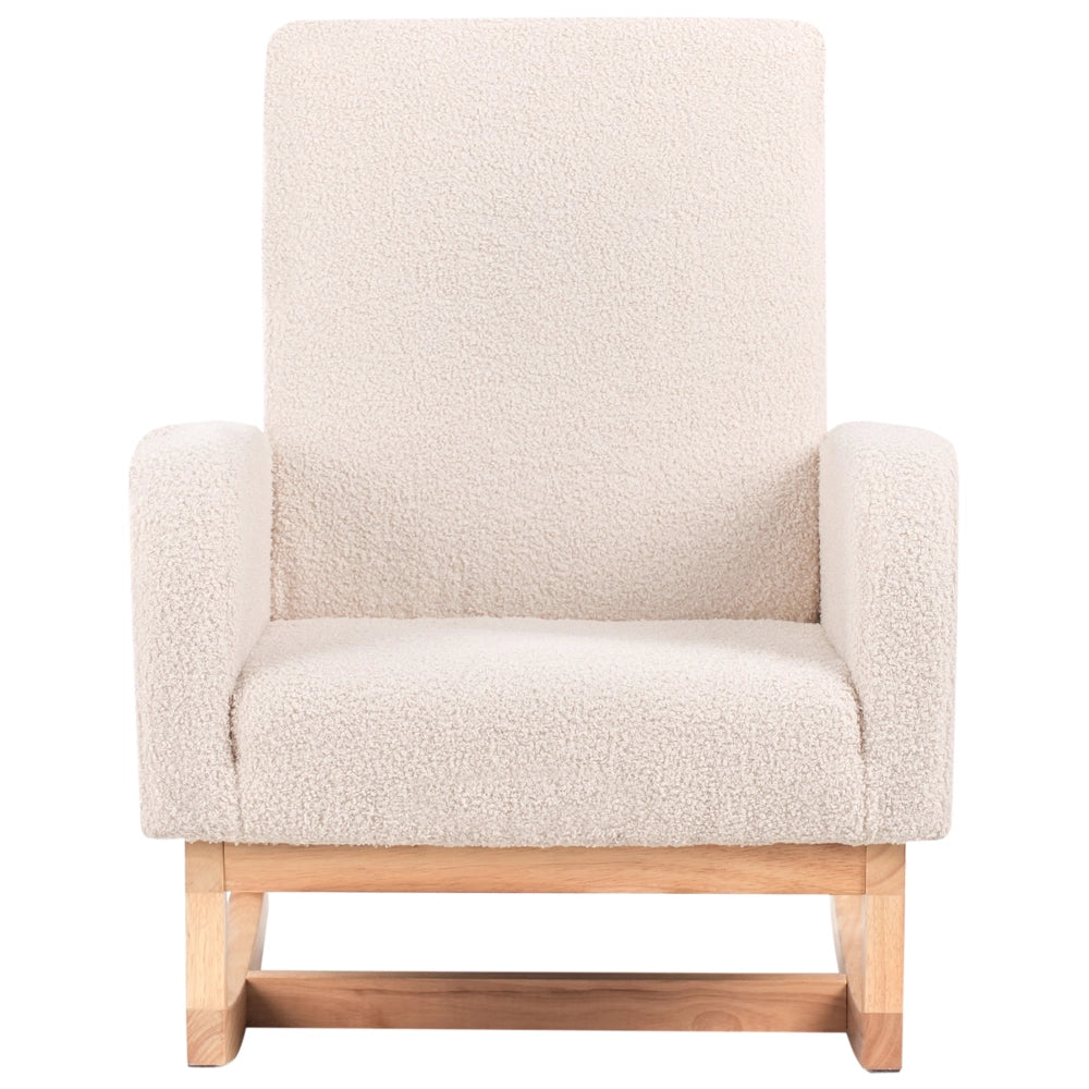 Sedia a dondolo per bambini Boucle in legno per bambini beige chiaro cameretta