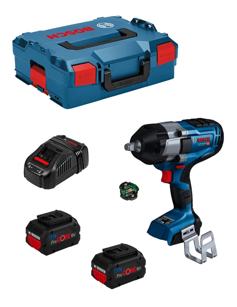 Avvitatore a massa battente BOSCH GDS 18V-1000 C (2 x 8,0 Ah ProCORE + GAL1880CV + L-Boxx 136 + modulo Bluetooth GCY42)