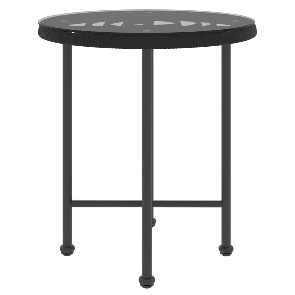 Tavolo da Pranzo Nero Ã˜50 cm Vetro Temperato e Acciaio cod mxl 34226
