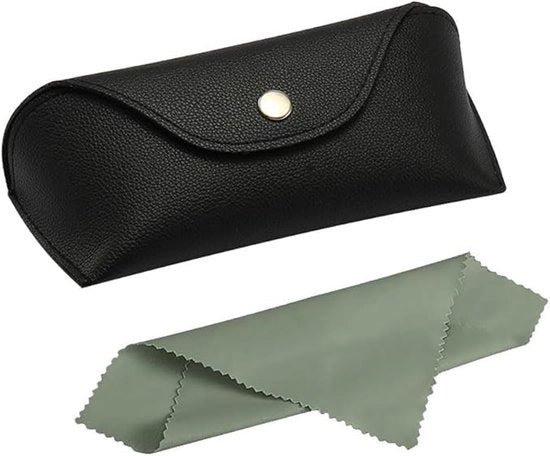 Etui per occhiali da sole in pelle PU - Protezione lucida - Nero - Borsa per occhiali da sole - Portatile per viaggio - Unisex - Dimensioni unico