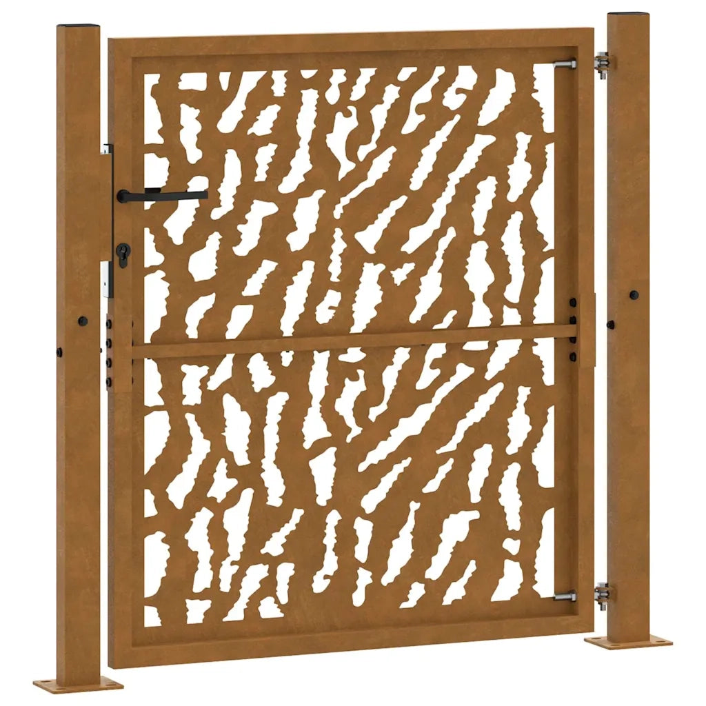 vidaXL Cancello da Giardino 105x105 cm Acciaio Corten Design a Traccia