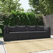 Set Divani da Giardino 4 pz con Cuscini in Polyrattan Nero 46558