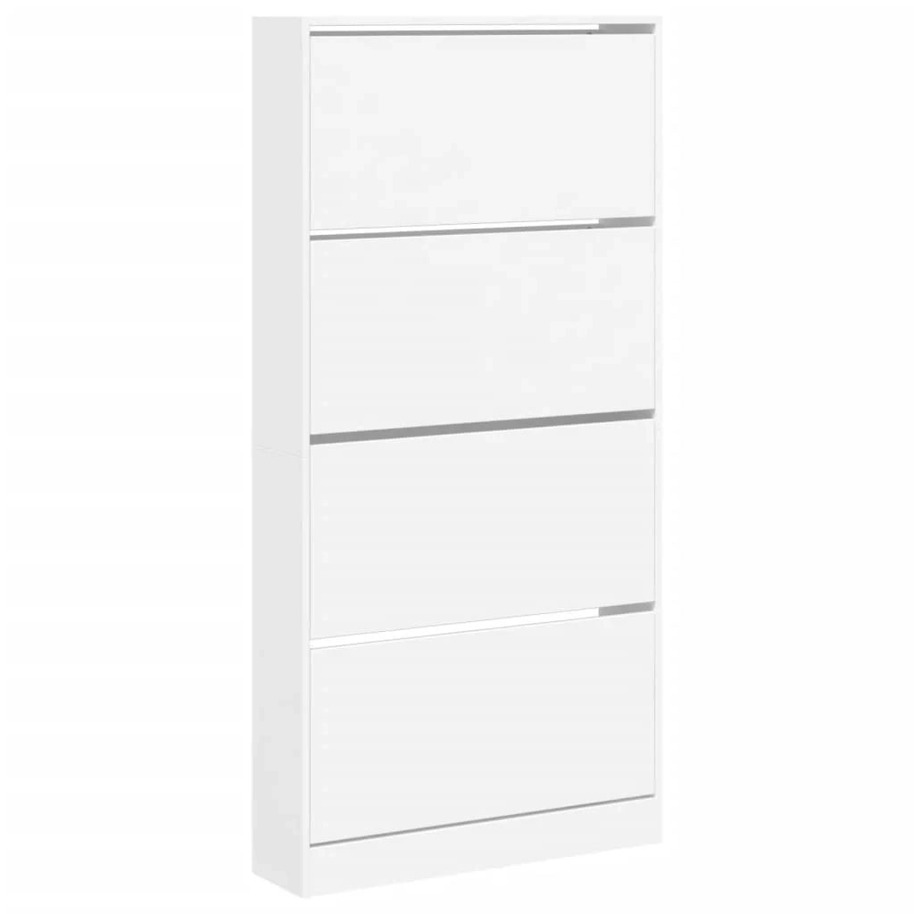 Scarpiera mobiletto portascarpe mobile ingresso/corridoio/soggiorno 4 cassetti a ribalta 80 x 21 x 163,5 cm bianco 02_0021358