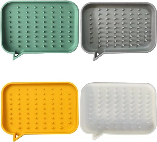 Scatola per Sapone in Silicone, Pacchetto di 4, Scatola per Sapone con Funzione di Drenaggio, per Ristorante, Casa, Caffè di Bagno, Cucina, Piano di Lavoro