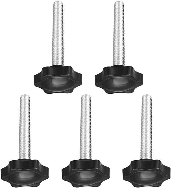 Chiodatrice a mano M8 x 50 mm - Pigna a forma di stella - Nero plastico - 5 pezzi - Per banco da lavoro - Installazione facile - Manico di manovra
