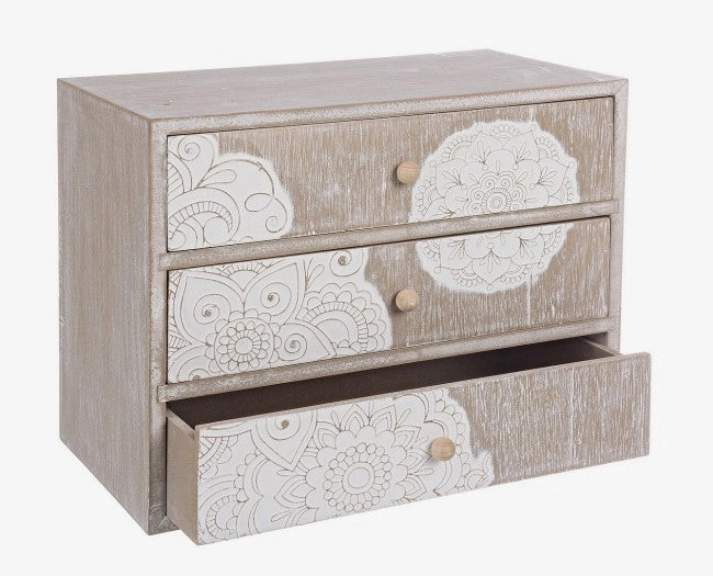 Cassettiera Legno Tortora Boho da Interno - RAFAEL