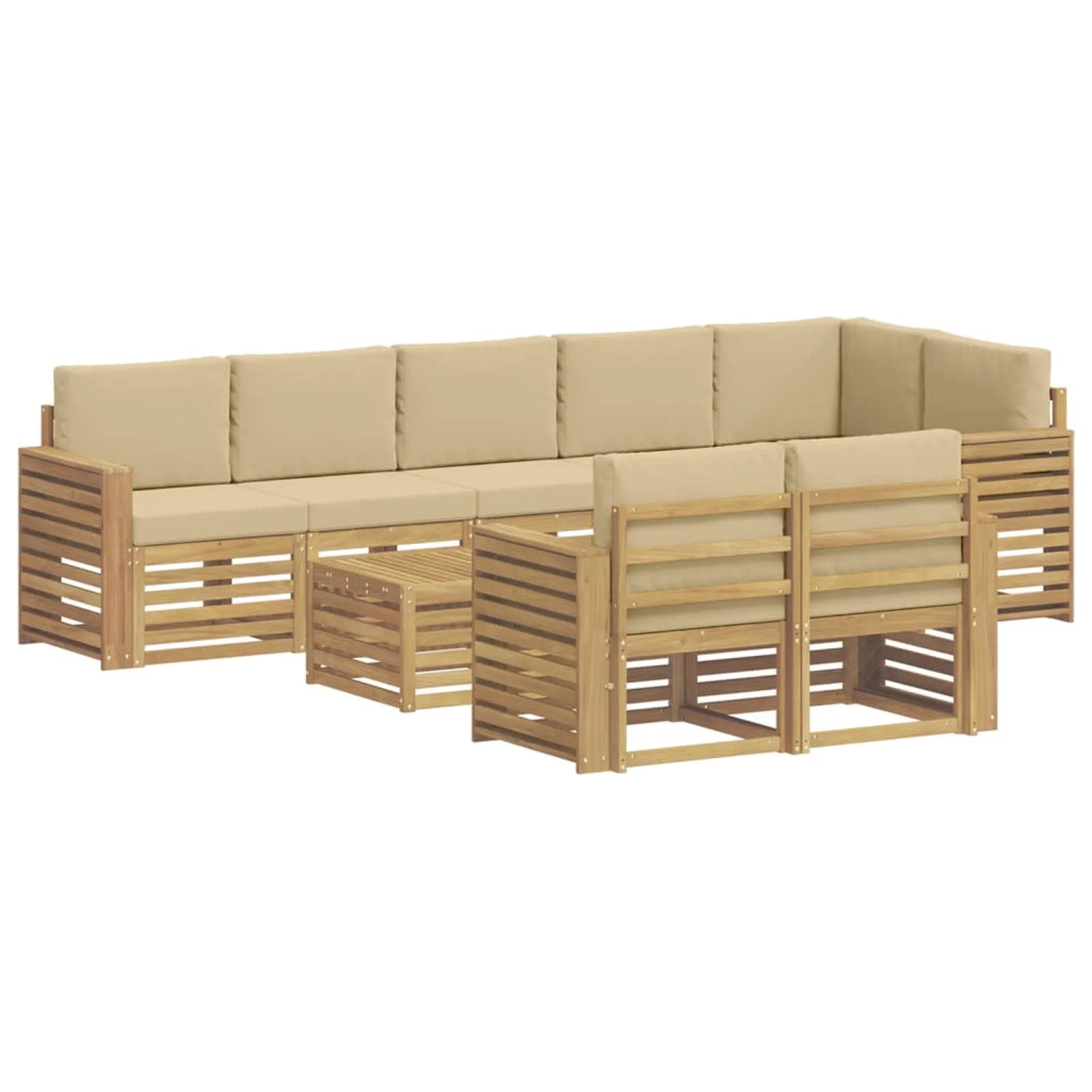 Set di divani da esterno 9 pcs Bianco e Beige 59 x 59 x 37 cm 3392083
