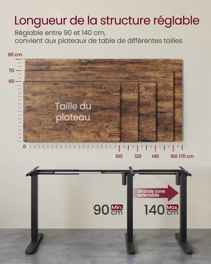 Scrivania regolabile in altezza elettrica struttura per scrivania sit-stand supporto da tavolo senza piano con 2 ganci funzione di memoria 3 altezze acciaio nero 12_0004607