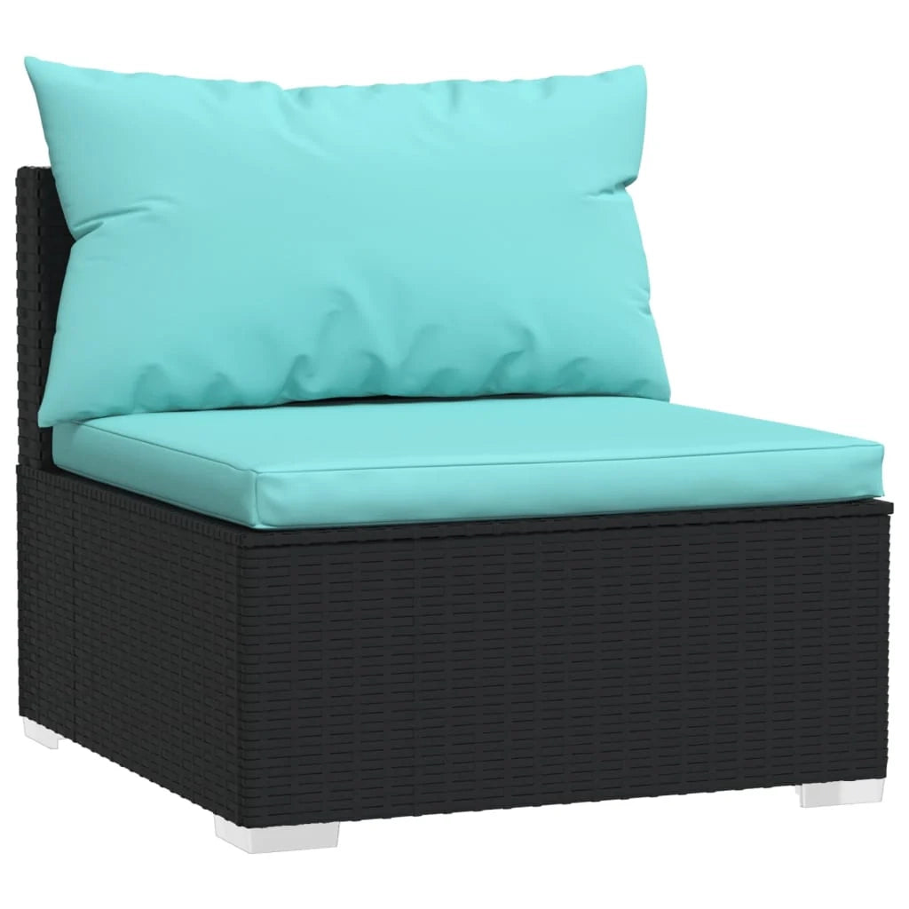 Set di mobili da giardino mobili da esterno 7 pezzi con cuscini resina intrecciata nera 02_0017262