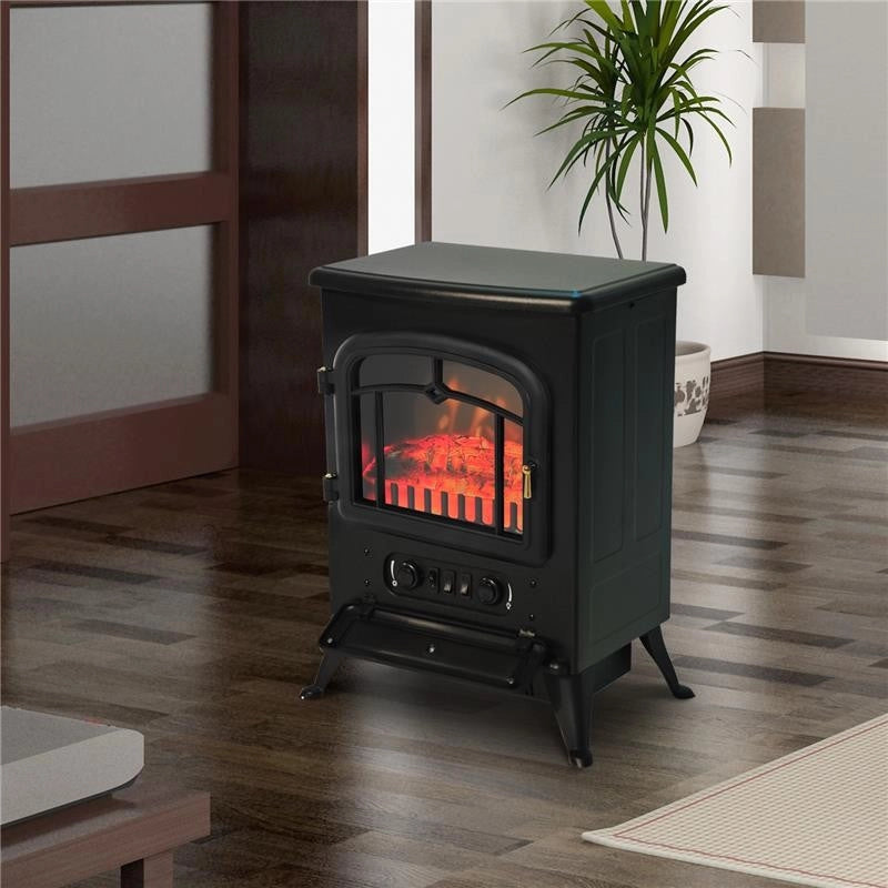 CAMINO ELETTRICO DA TERRA CON EFFETTO FIAMMA POTENZA 950W /1850W 42X28X55CM NERO