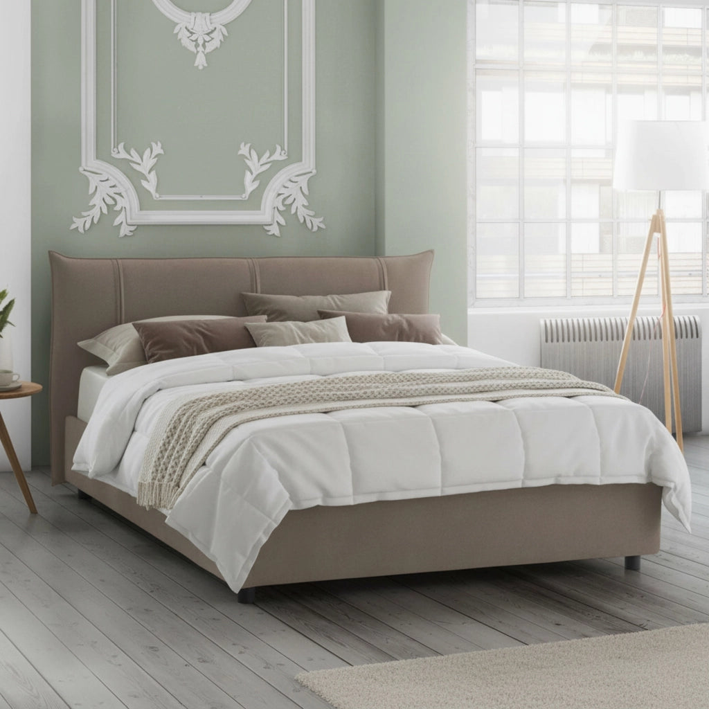 Letto Matrimoniale Akasha, Letto Matrimoniale Sfoderabile Made in Italy, Grigio