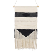 Decorazioni da parete in cotone nero beige nappa fatta a mano arte della parete motivo geometrico boho per soggiorno camera da letto
