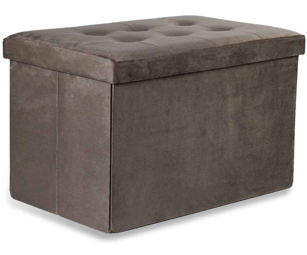 Valora POUF PIEGHEVOLE XL in velluto marrone con contenitore x4