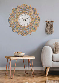 Orologio da Muro Carving Ø 60x4,5 cm in Rattan