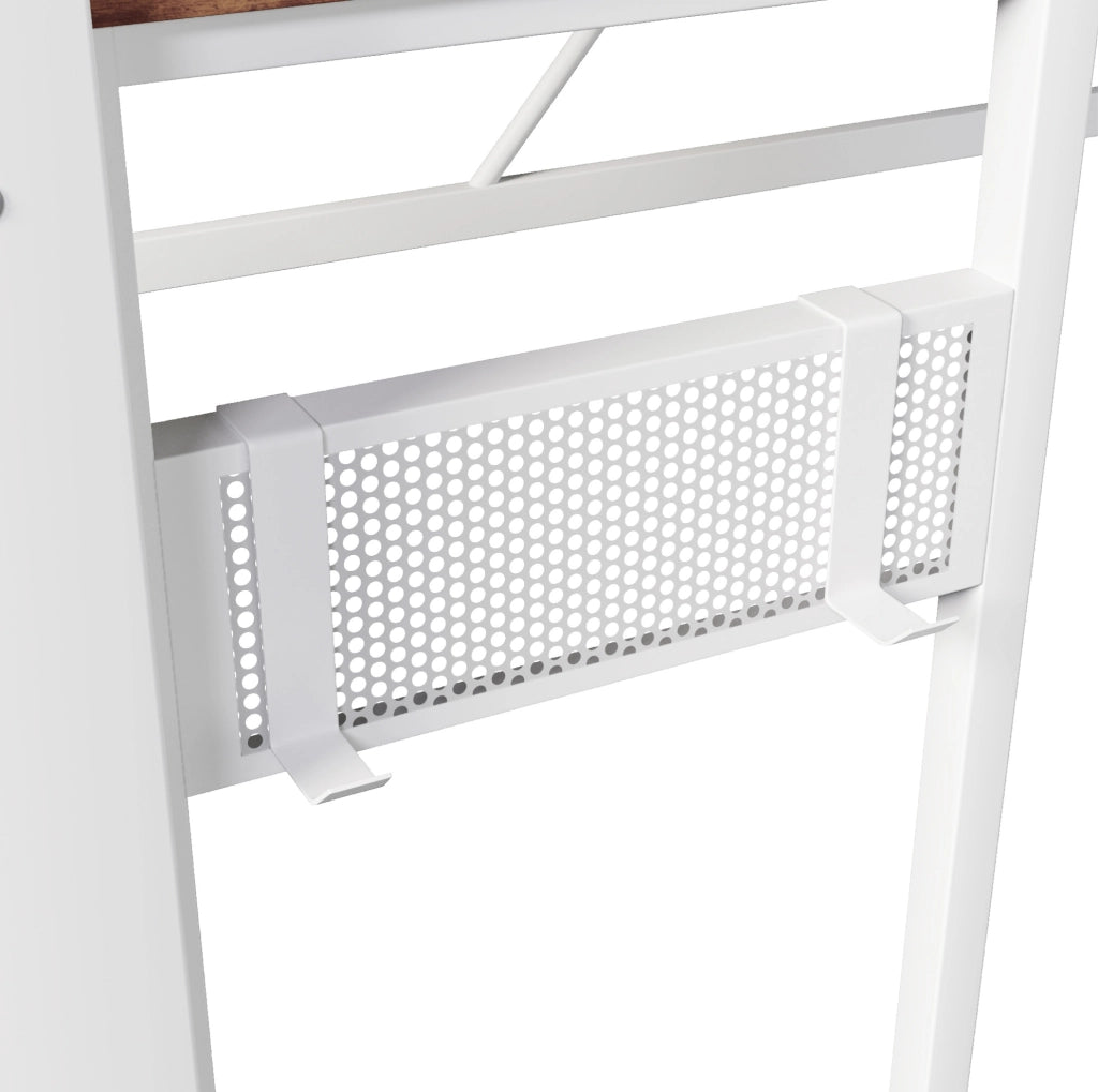 Letto a soppalco 90x200 cm con scrivania; LED; USB; Type-C e prese; metallo e MDF; bianco