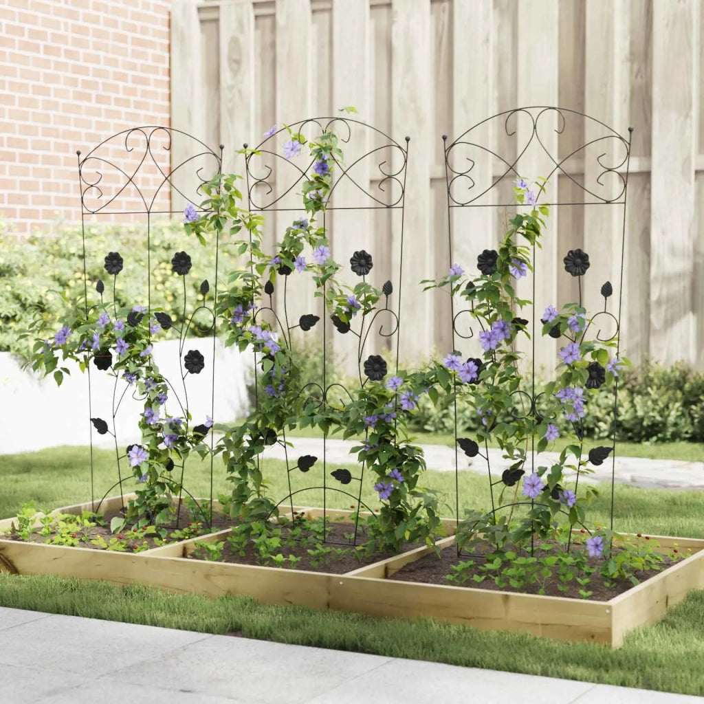 Recinzione per Giardino 3 pz Nero 110,5 x 42,5 cm Acciaio CFW4952661