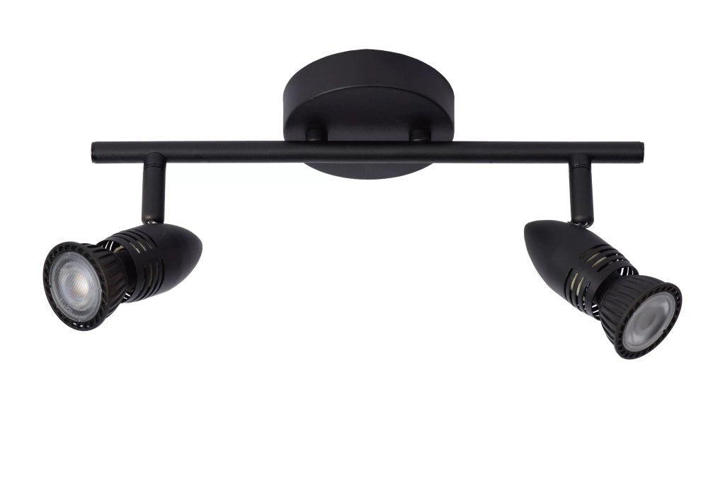Plafoniera nera 2 spot orientabili GU10 5W Lucide