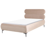 Letto matrimoniale con rete testiera in velluto tortora gambe in metallo camera da letto 120 x 200 cm classica minimalista
