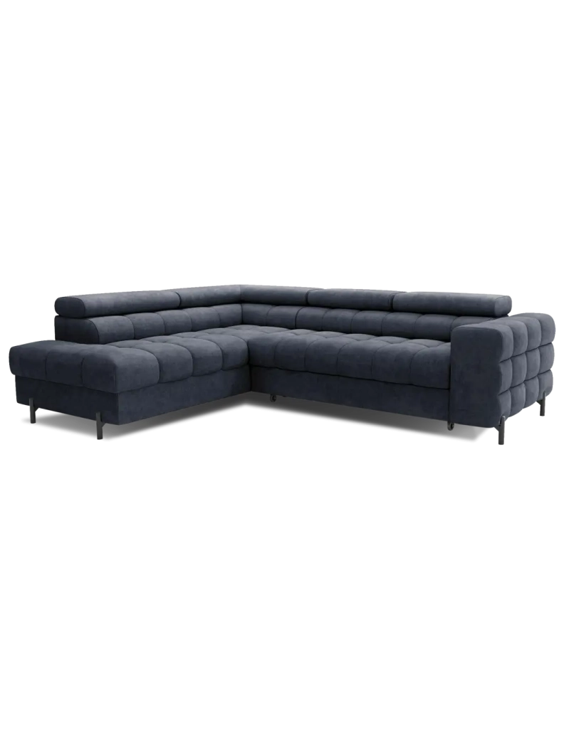 Divano angolare sinistro convertibile Blu scuro 5 posti FERRUM grande formato 276x93x200cm