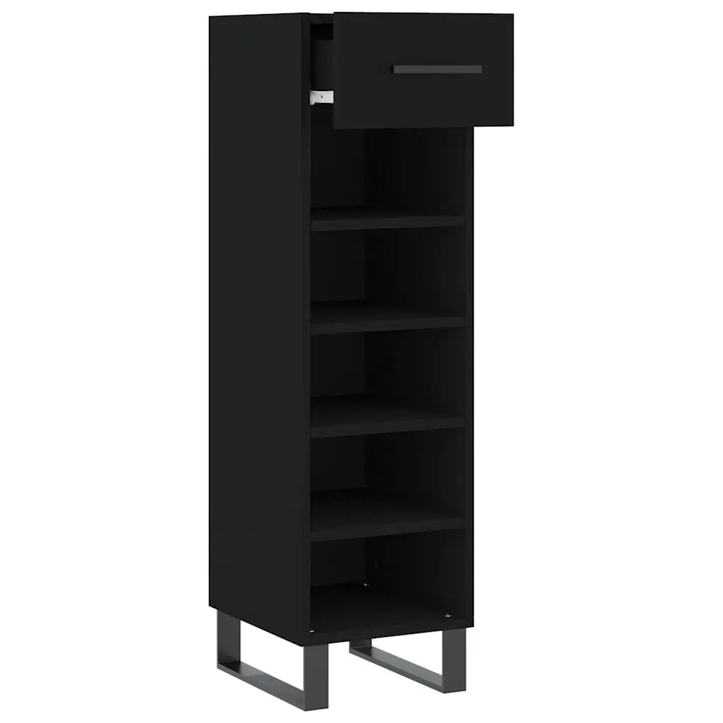 Scarpiera-Scaffale per scarpe Nera 30x35x105 cm in Legno Multistrato 643087