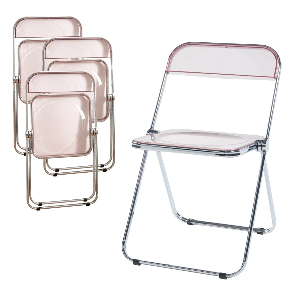 Set di 4 sedie pieghevoli 74 x 46 x 47 cm rosa trasparente 03_0009850